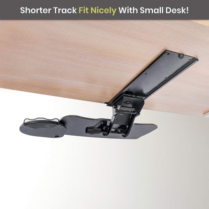 FERSGO Under Desk Keyboard Tray, 27" x 11" Tray, 17.75" Track, One Knob Control, Undermount Sliding Computer Keyboard with Wrist Rest, Adjustable Height and ±15° Tilt