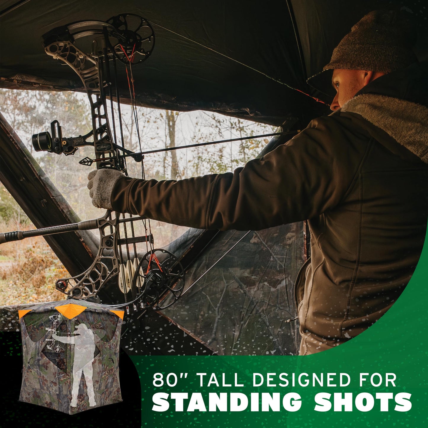 Barronett Blinds® Prowler 300™ Hub Hunting Blind – 80” Tall for Standing Shots, Adjustable Archery Windows, Shoot-Through Mesh, Bloodtrail® Backwoods, PR301BW