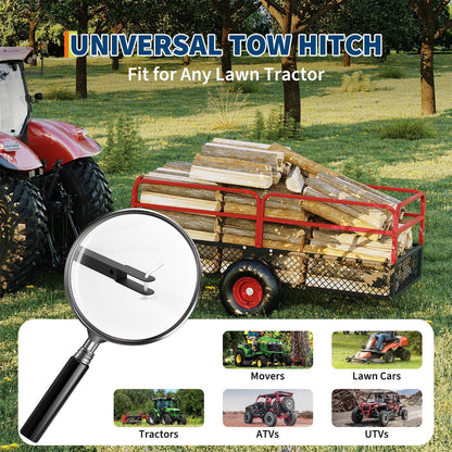 GarveeLife ATV UTV Trailer Tow Behind Dump Cart, 1600 lbs 22 Cubic Feet Heavy Duty Yard Garden Trailer Pull Behind with Removable Sides & All Terrain Tires, Fits Lawn Mower, Tractor, Garden