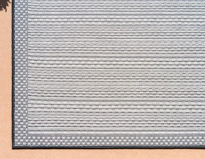 Unique Loom Outdoor Border Collection Area Rug - Checkered (8' x 11' 4" Rectangle, Gray/ Black)