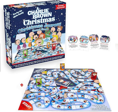Aquarius Charlie Brown Christmas Journey Board Game- Fun for Kids &amp Adults - Officially Licensed Peanuts Merchandise &amp Collectibles Blue White