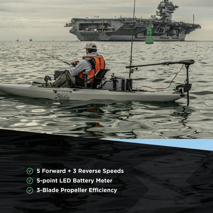 Newport X-Series 55lb Thrust Transom Mounted Saltwater Electric Trolling Motor w/LED Battery Indicator (36" Shaft)