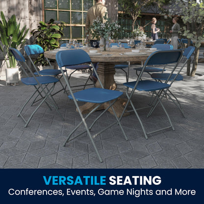 Flash Furniture Hercules Series Plastic Folding Chair - Blue - 6 Pack 650LB Weight Capacity Comfortable Event Chair-Lightweight Folding Chair