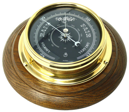 Tabic Prestige Solid Brass Traditional Barometer - Handmade in England - Mounted on a Solid English Oak Mount - Accurate Weather Forecasting - Combined Elegance and Precision