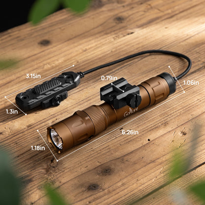 3000 Lumen Aircraft-Grade Aluminum Tactical Flashlight, 2.5Hours Long Runtime LED Weapon Lights, Rifle Light Laser Combo, Picatinny Rifle Flashlight with Momentary Strobe Function & Remote Switch