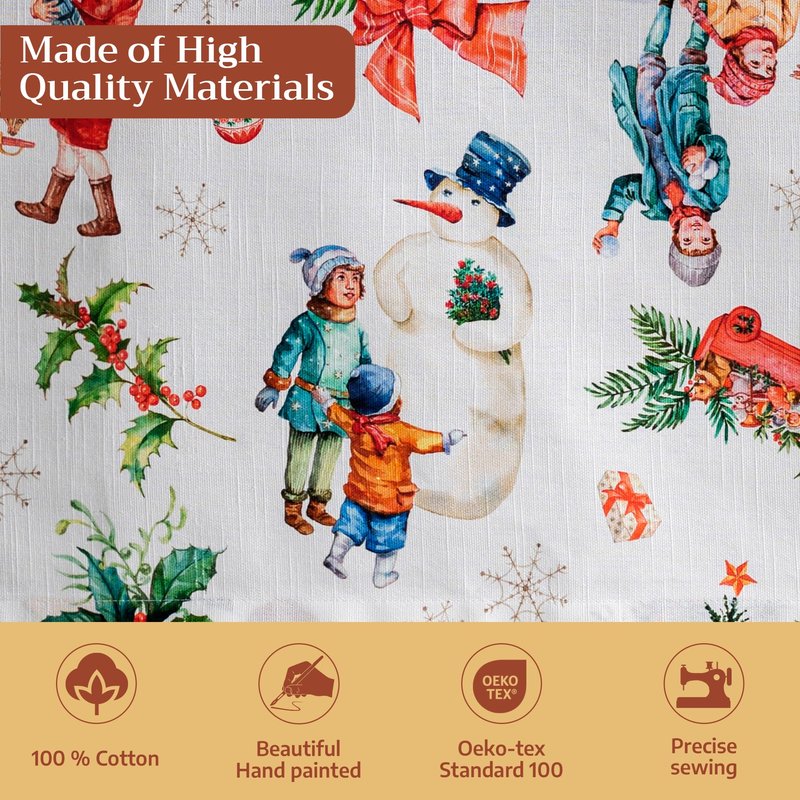 Maison d' Hermine Table Cloth Rectangle Table 100% Cotton 60 x 120 Inches Fall Tablecloth Reusable Everyday Use for Thanksgiving Christmas Decorations Dining Farmhouse Party (Chromo)