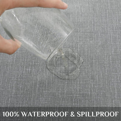 Softalker Vinyl Tablecloth Rectangle, Outdoor 100% Waterproof Oil Proof Plastic Edge Binding Table Cloth, Heavy Duty Thick Wipeable PVC Table Covers for Picnic Dining Party - 54 x 78 Inch, Light Grey