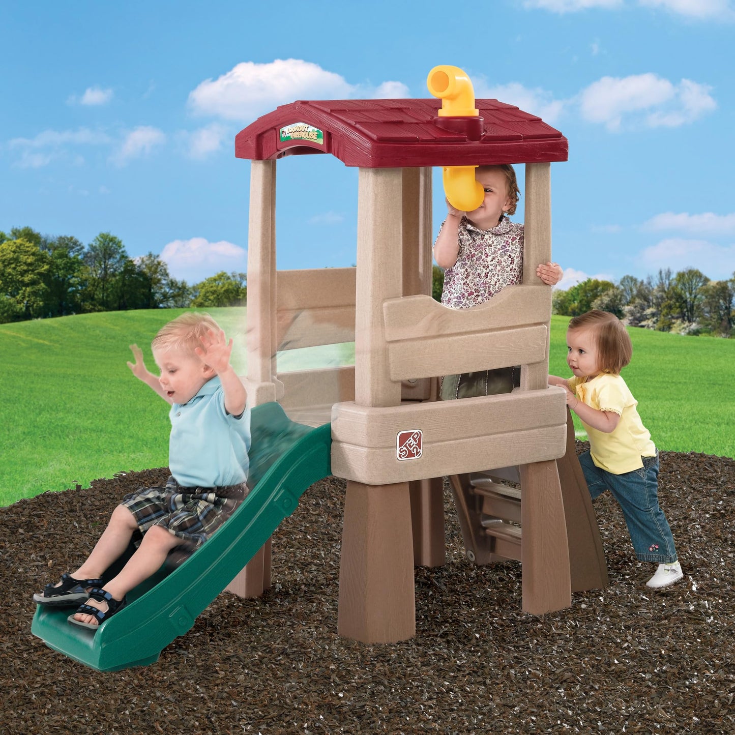Step2 Play Naturally Playful Lookout Treehouse, Kids Outdoor Playset, Backyard Playground Set, Slide, Ladder, Pivoting Periscope, Outside Jungle Gym, For Toddlers 1.5+ Years Old