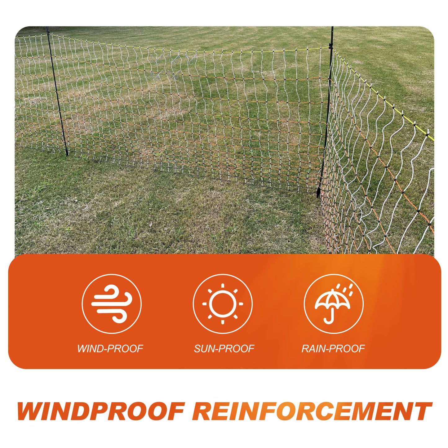 Poultry Electric Netting Fence - 47.3''H (can be Manually Raised to 59.1''H) x 65.6'L for Flying Chicken, Sheep, Goats in Farms, Ranches and Gardens, PK2
