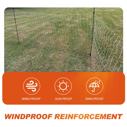 Poultry Electric Netting Fence - 47.3''H (can be Manually Raised to 59.1''H) x 65.6'L for Flying Chicken, Sheep, Goats in Farms, Ranches and Gardens, PK2