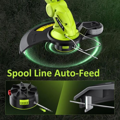 JAGROM 20V Cordless Electric String Trimmer - 12-Inch Lawn Mower & Edger with 2 Batteries & Charger