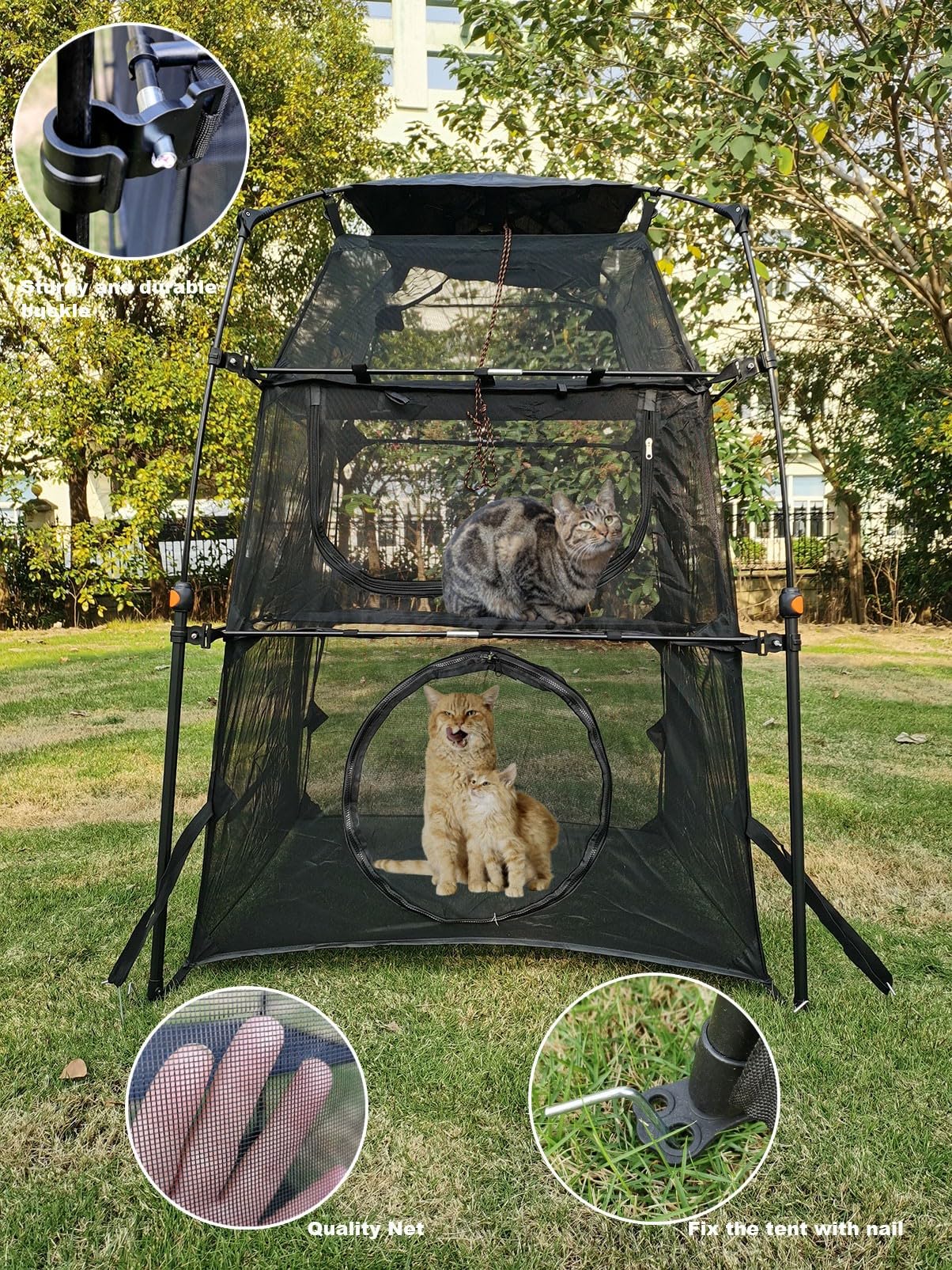 Hi Suyi Portable Pop Up Pet Cat Tents Enclosures for Outside Patio