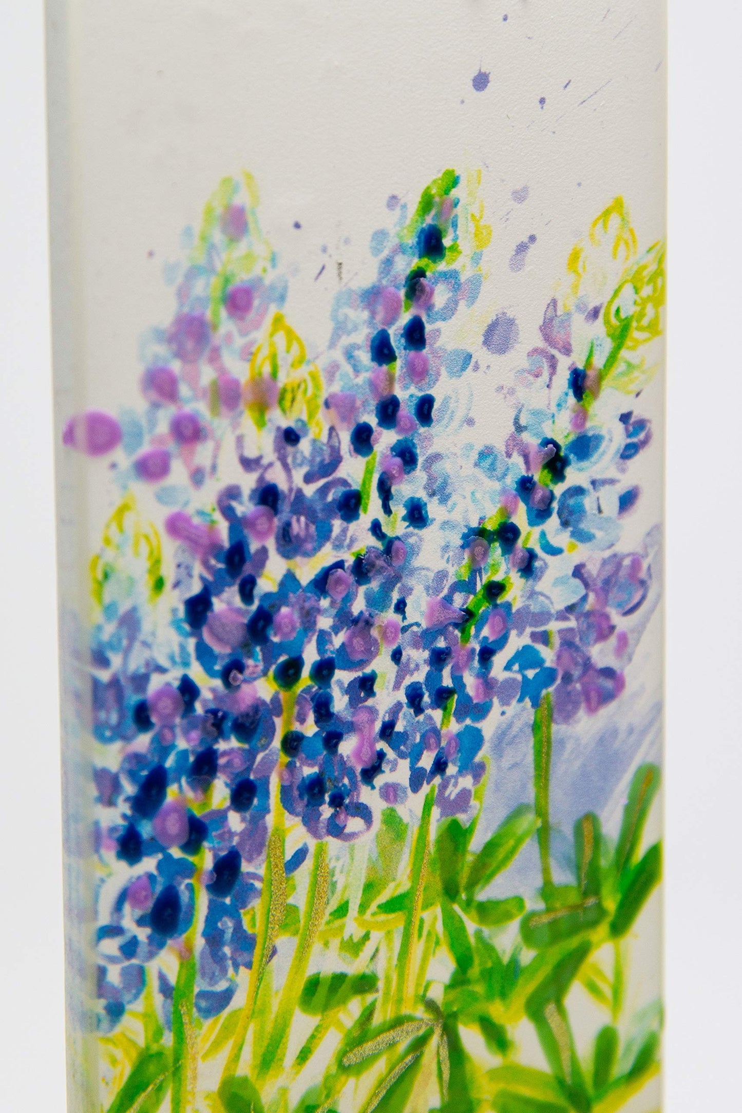 Flatyz Hand Painted Flat Candle | Unscented, Dripless, Smokeless, Decorative | Texas Bluebonnet Flowers | Double Wick with Metal Base | Unique Gift Idea and Home Décor Accent