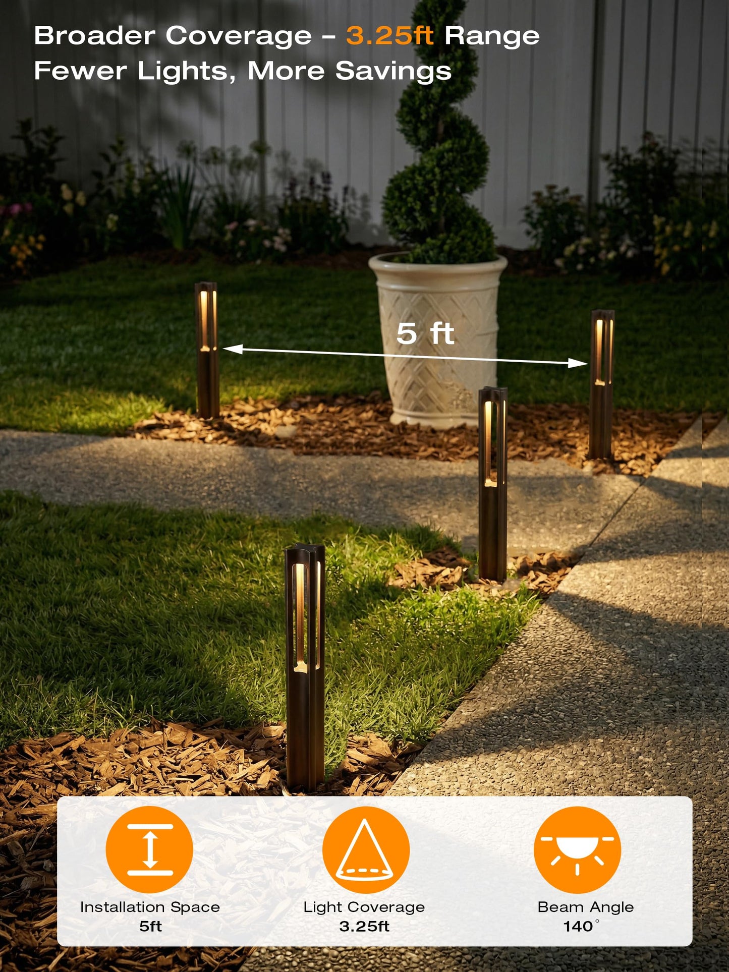 [6 Pack] CLOUDY BAY Low Voltage Path Lights,12-24V 3W LED Landscape Pathway Lights,1800K/2700K/3000K/4000K/5000K Outdoor Landscape Lighting for Driveway,Aluminum