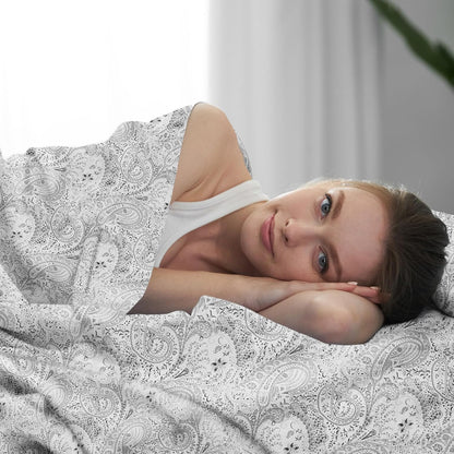 Mellanni Extra Deep Queen Sheets | 4-Piece Hotel Luxury Bedding Set - Ultra Soft, Cooling, Stain Resistant (Paisley Gray)