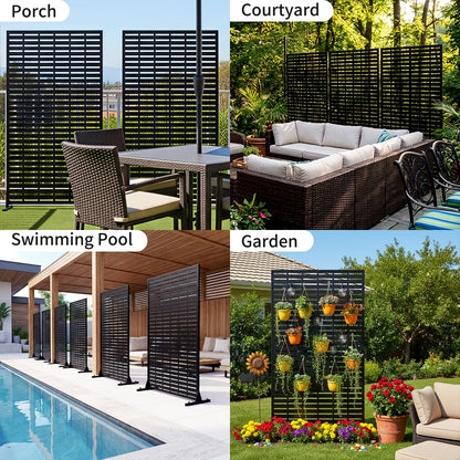 Metal Privacy Screen, 72" Outdoor Privacy Screen, Privacy Fence Panels with Stand, Provide Deck Privacy Protection, Privacy Fence for Garden, Pool, Patio, Balcony, Backyard Landscape
