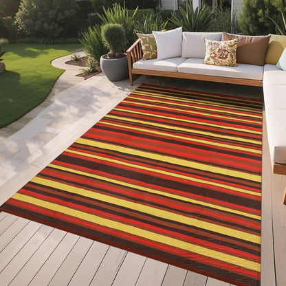 Garvee Outdoor Rug 9x18 Waterproof Outside Carpet for Patio, Reversible Modern Colorful Stripe RV Rug, Durable UV Resistant Deck Mat for Poolside Garden Backyard Balcony