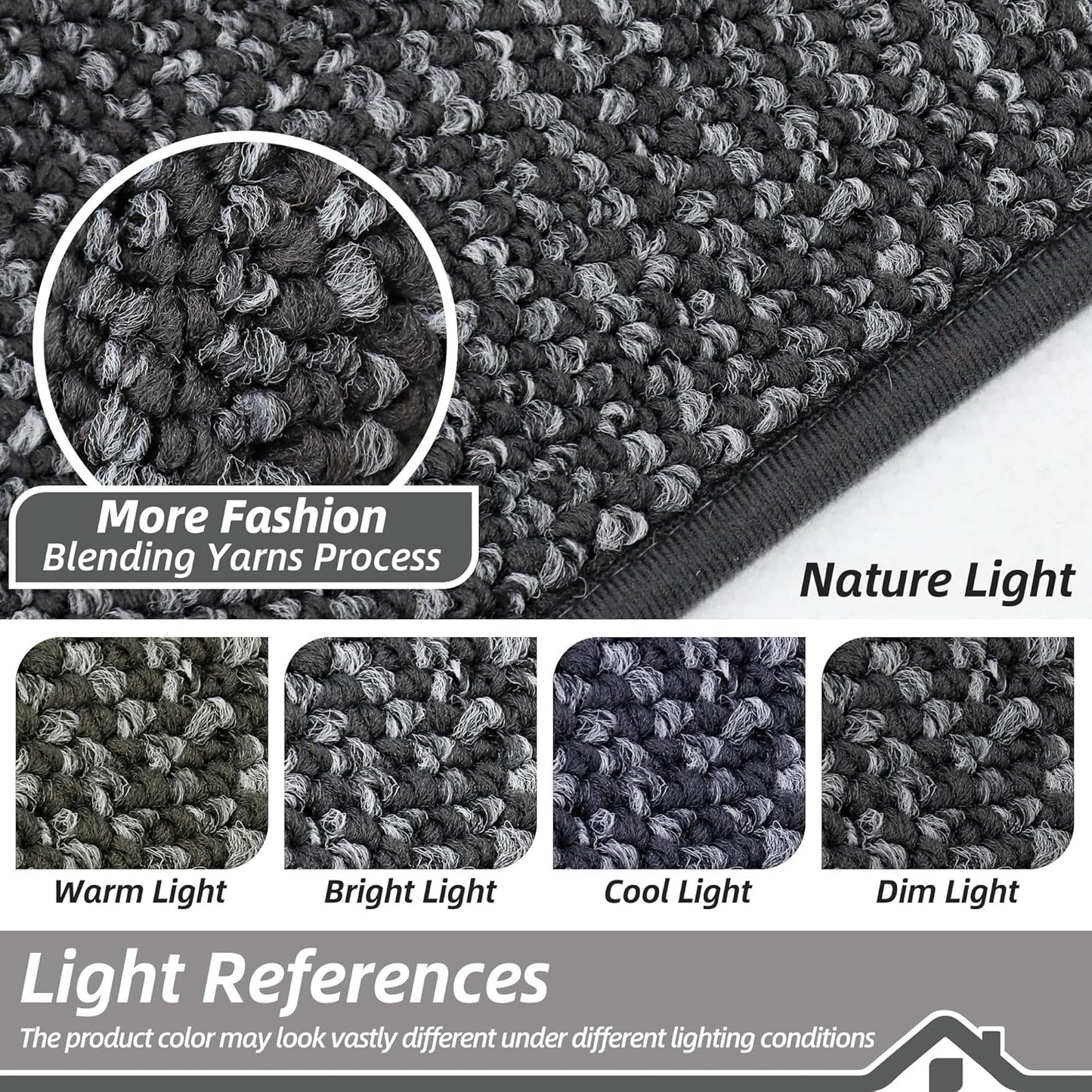 BEQHAUSE Dirt Trapper Door Mat - Non-Slip, Washable, Absorbent | 32" x 48" Charcoal Entrance Mat