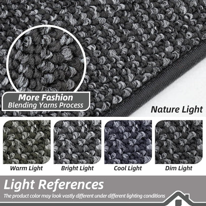 BEQHAUSE Dirt Trapper Door Mat - Non-Slip, Washable, Absorbent | 32" x 48" Charcoal Entrance Mat