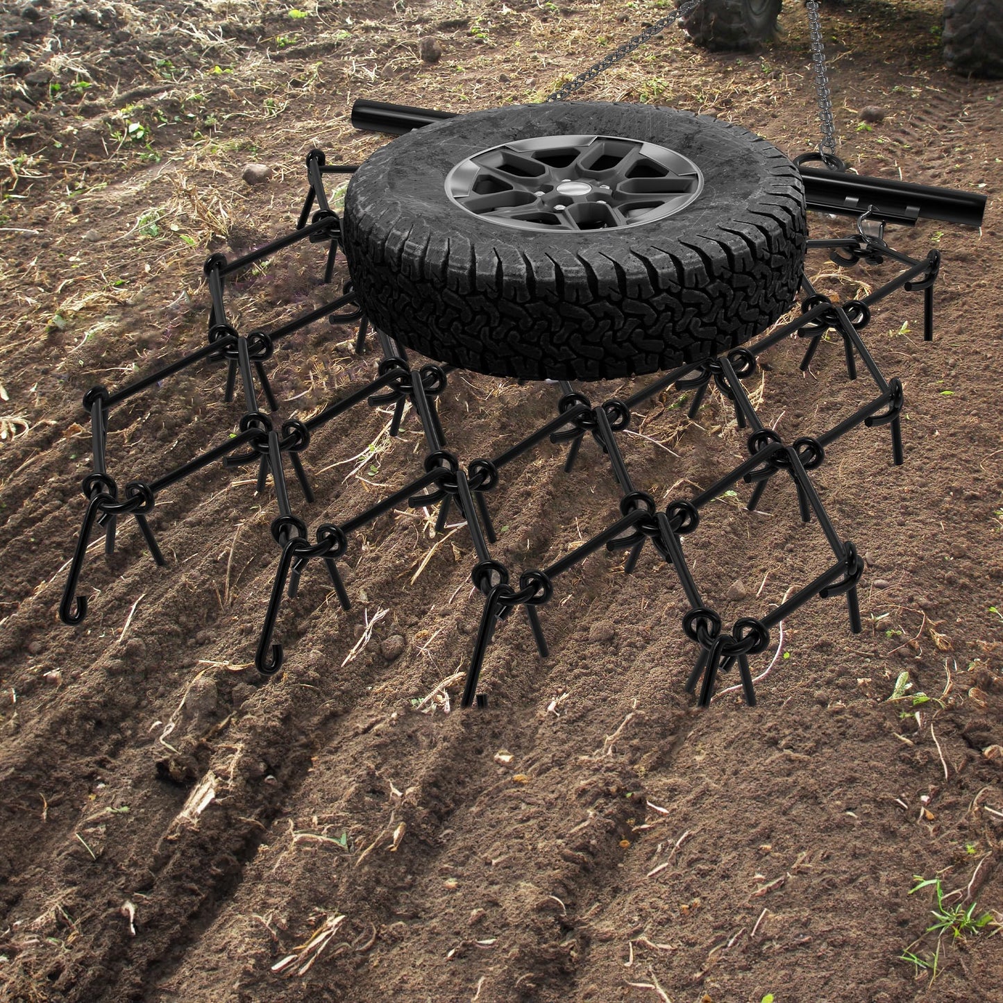 YINTATECH ATV Chain Drag Harrow 5'W x 4.5'L, 1/2'' Tines for Lawn Tractors, ATV & UTV Attachments