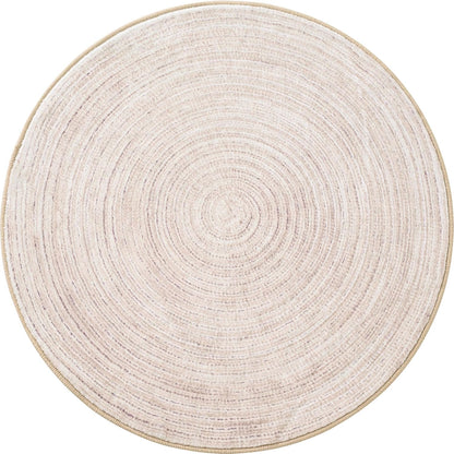 Asrug Faux Jute Round Rug - Washable Non-Slip Soft Plush Circle Rug | 2ft Khaki for Kitchen & Living Room