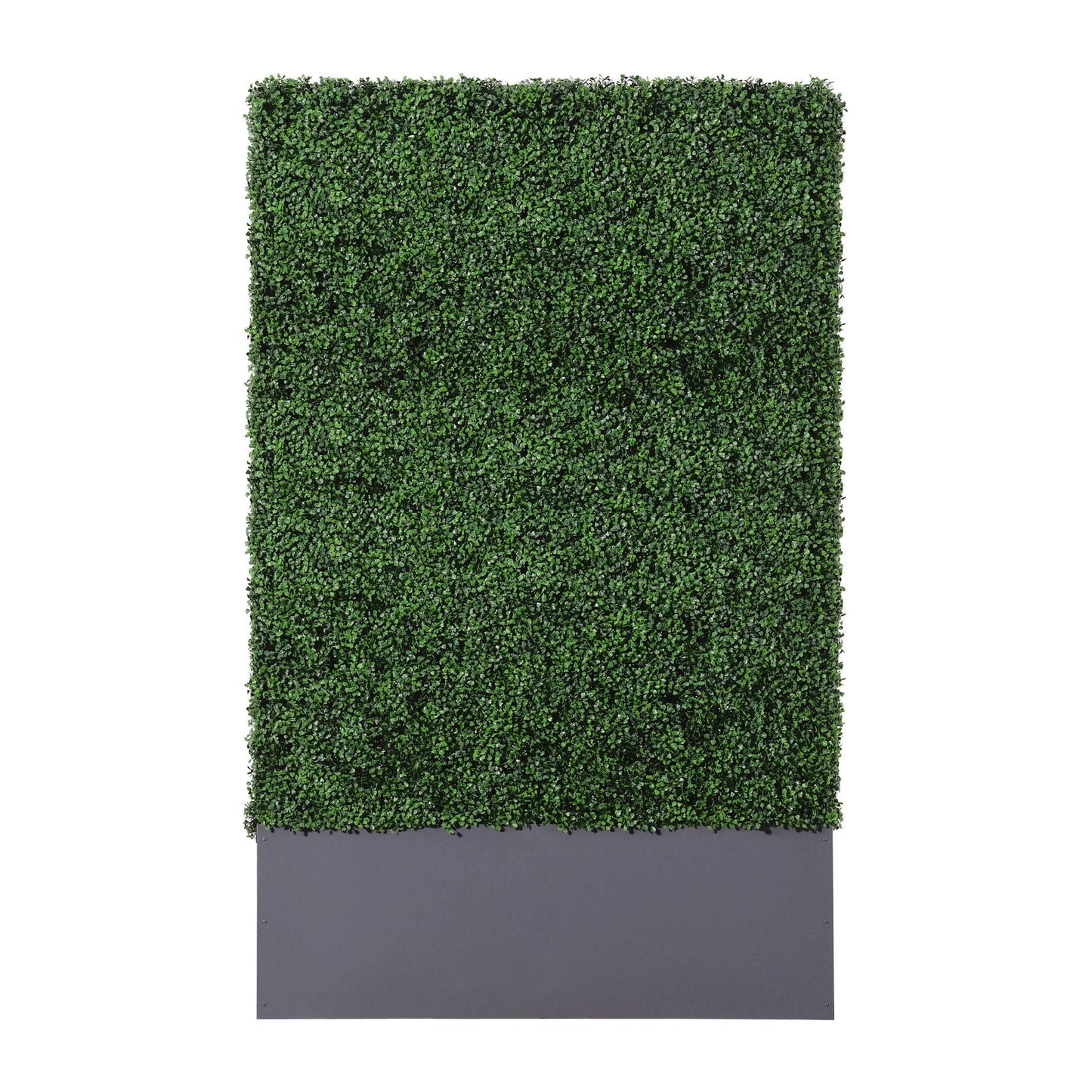 AGPL Upgraded Artificial Boxwood Hedge Wall with Dark Gray Stainless Steel Planter Box (79" Height 48" Width 12" Deep) Room Divider and Privacy Wall (79)