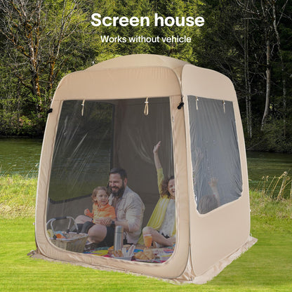 EighteenTek SUV Tent Attachment for Camping with Mesh Walls and PVC - 5 Person Car Cabana - All Weather Proof Pod Shelter Pop Up Clear View Tailgate Tent for Car SUV Van, 7’X7’X7.2’H