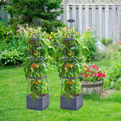 GENMOUS Raised Garden Bed with Tomato Planter Box Trellis, 56'' Tomato Cages for Garden, Tomato Planter Cage for Patio for Climbing Plants Vegetable Vine Flowers Outdoor & Indoor, 2 Pack