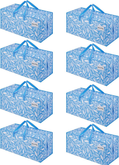 VENO Heavy Duty Moving Bags - 8 Pack with Backpack Straps & Zippers | Extra Large Packing Solution for College Dorms
