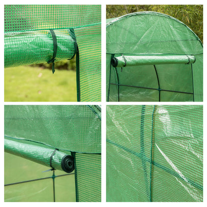 Gardenised 10 FT Green Outdoor Portable Garden Plant Walk-in Greenhouse Tunnel and Garden Plant Hot House with Roll-up Zipper Door Waterproof