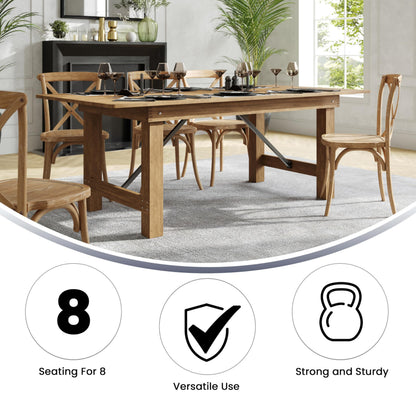 Flash Furniture Hercules Series 7' x 40" Rustic Solid Pine Folding Dining Table, Rectangular Antique Farmhouse Dining and Event Extension Table