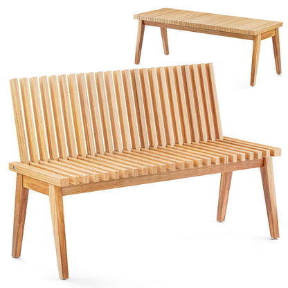 Melino Wooden Bench Outdoor 47" Convertible Acacia Wood Bench, Solid Wood Indoor Patio Benches for Outdoors, 3 in 1 Garden Bench for Porch Entryway Living Room Backyard Deck, Natural