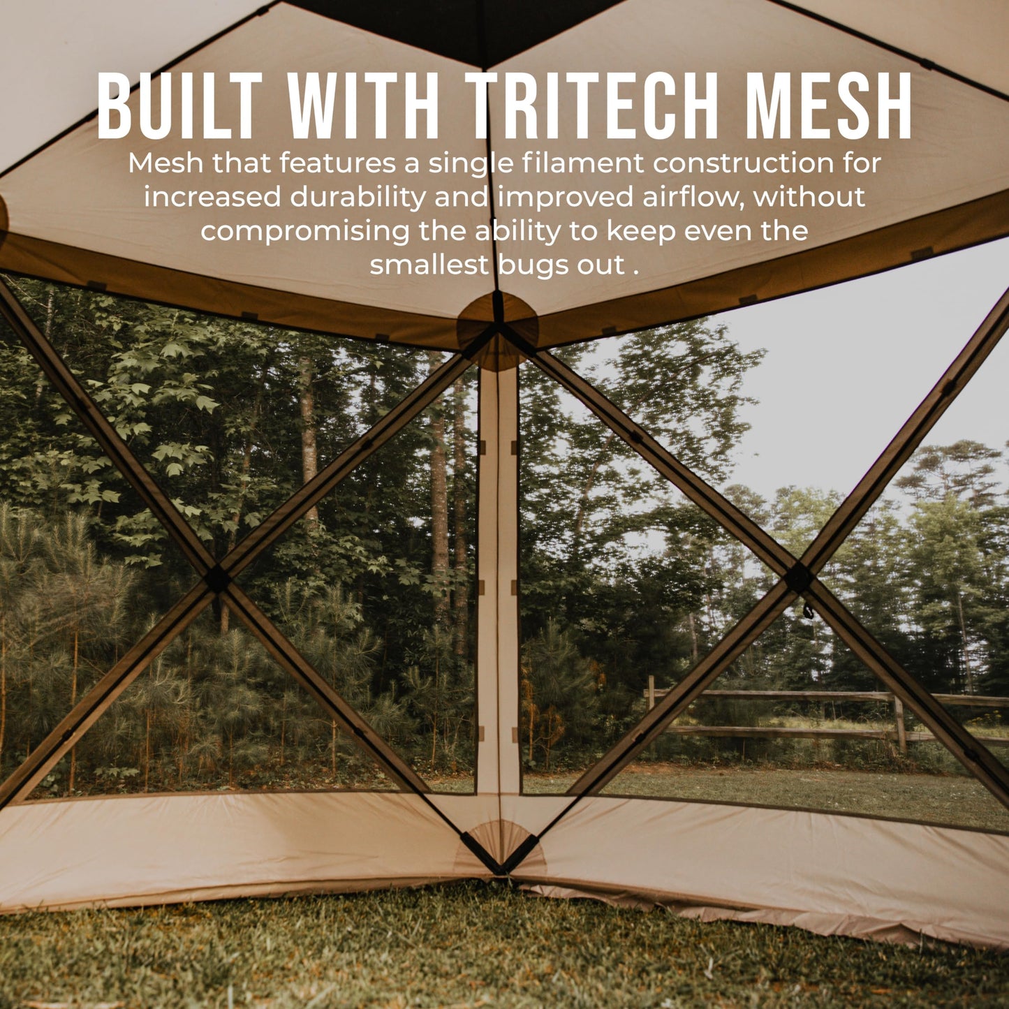 Gazelle Tents™, G6 6-Sided Portable Gazebo, Easy Pop-Up Hub Screen Tent, Durable, TriTech Mesh, Waterproof, UV Resistant, 8-Person & Table, Desert Sand, 86" x 124" x 124", GG602DS