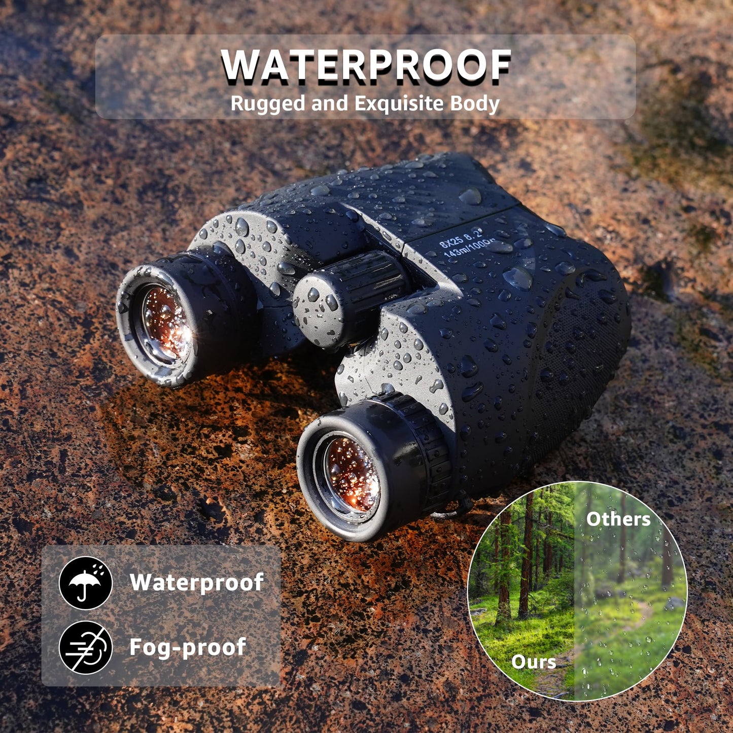Culture Gifts 8x25mm Binoculars for Adults High Power Clear View, Easy Focus, Multi-Coated Lens, BAK-4, 21mm ED Eyepiece, Twist-up Eyecup, Magnification Compact Binocular for Hunting Bird Watching