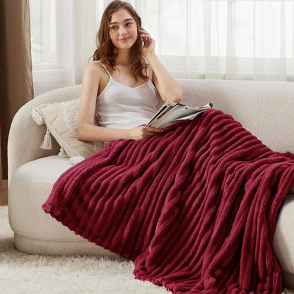 Bedsure GentleSoft Fleece Blanket - Cozy Deep Red Throw for Couch, Perfect Size 50x70 Inches