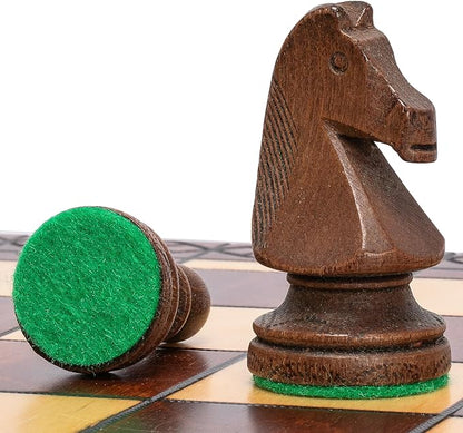 Husaria European International Wooden Chess Game Set Ambassador - 21.7 Inches - Large-Size Chess Set with Handcrafted Chessmen and Felted Folding Board