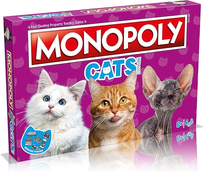 Cats Monopoly Board Game English Edition Play with Your Favourite felines with Bespoke Tokens and Trade Your Way to Success Fun Family Board Game for Ages 8 and up
