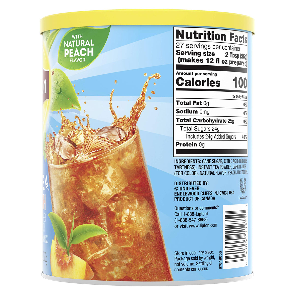 Lipton Iced Tea Mix, Peach Sweetened 10 qt (pack of 6)