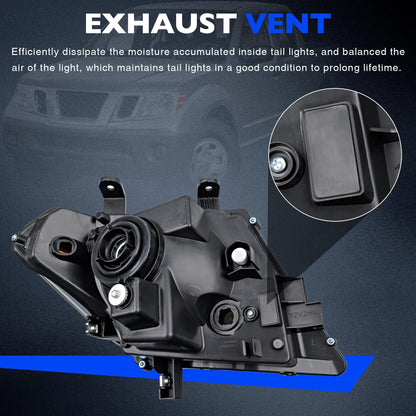 Headlights Assembly Pair Compatible with 2009-2020 Nissan Frontier S SL SV SE LE XE PRO-4X Desert Runner, Replace 26060ZL40A 26060ZL40B 26010ZL40A 26010ZL40B, Turn Signal Lamps W/Bulbs