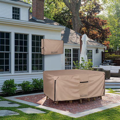 ULTCOVER Square Patio Table Cover - Heavy Duty Waterproof 600D Canvas for 94-Inch Outdoor Furniture