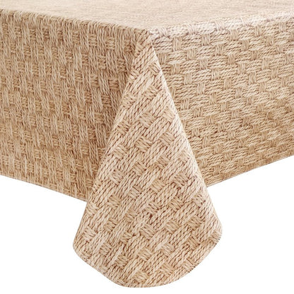 Walrus Heavy Duty Vinyl Tablecloth with Flannel Backing Waterproof Oil-Proof Plastic Table Cloth Stain-Resistant Wipeable Rectangle or Square Table Cover for Indoor and Outdoor (Weave, 60X84 Inch)