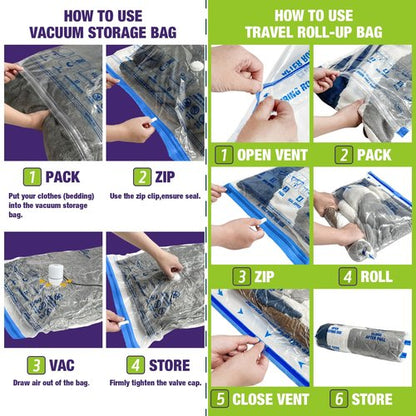HIBAG Vacuum Storage Bags with Electric Pump, Vacuum Seal Bags for Clothing, Pillows, Blanket Bedding Comforters, 20 pack