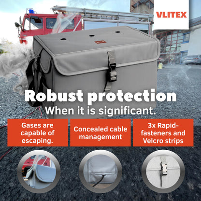 VLITEX Lithium Battery Storage Box XL (Extra Large) | Engineered in Germany | Fireproof E-Fiberglass & Silicone Fabric | Certified Lipo Safe Bag Container
