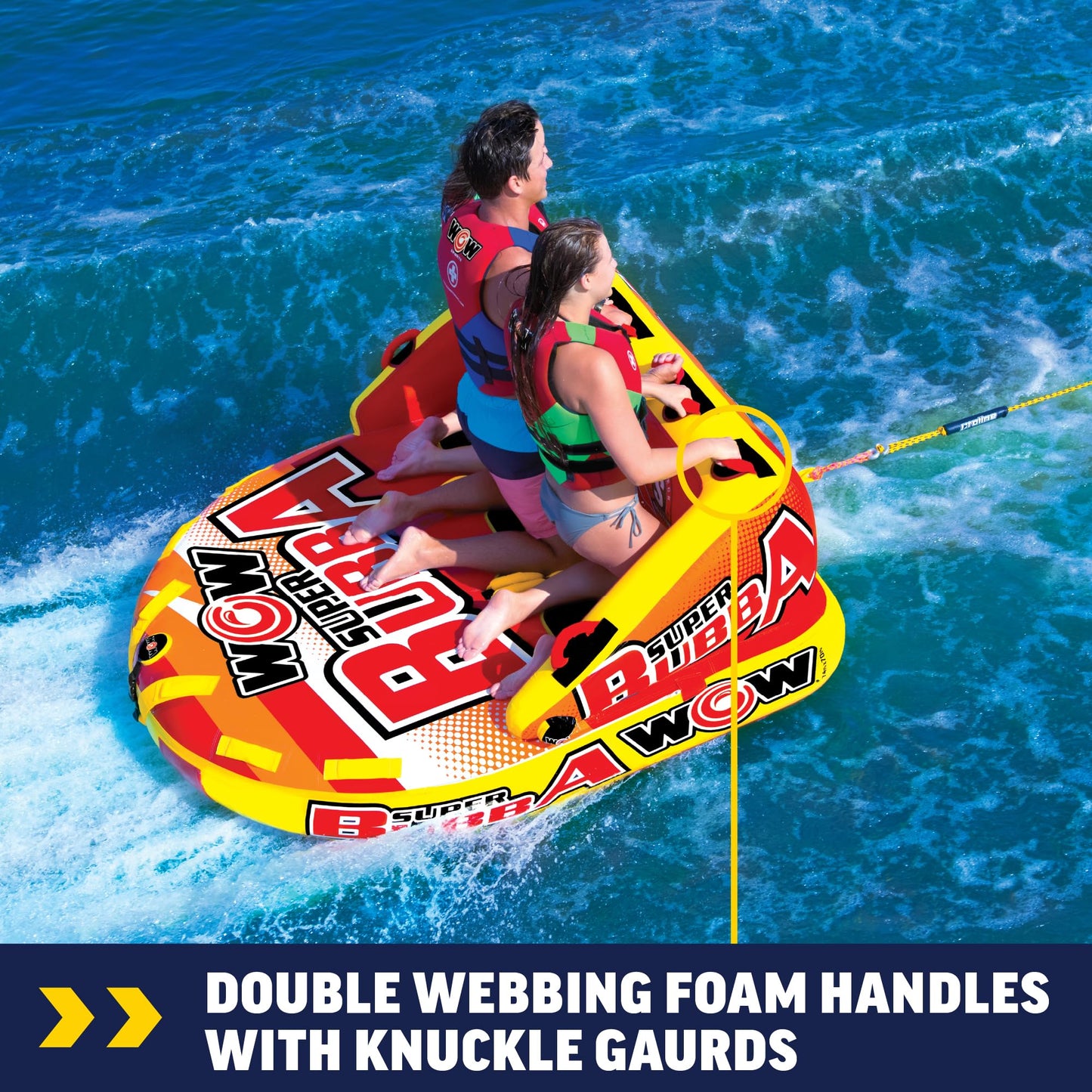 WOW Sports Bubba Towable Tubes for Boating, Boat Accessories for Tubing, Water Tube for Boats - Super Bubba 3 Person 510 lbs Capacity