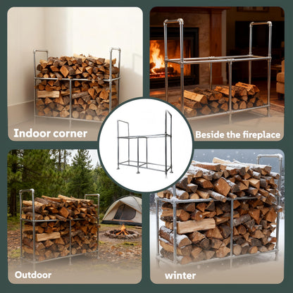 YVZMG 6ft Heavy Duty Firewood Rack with Double Layer Design,Equipped with Firewood Rack Cover,Load-bearing Capacity 3500 lbs. Suitable for outdoor and indoor firewood storage