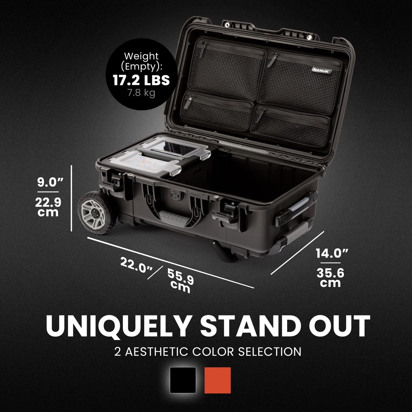 NANUK Trail 30 – 28.5L (7.5-Gallon) Waterproof Storage Box – Wheeled and Modular Cargo Case for Camping, Fishing, Hunting & Outdoor Storage - Dustproof and Impact Resistant (22" x 14" x 9") – Black