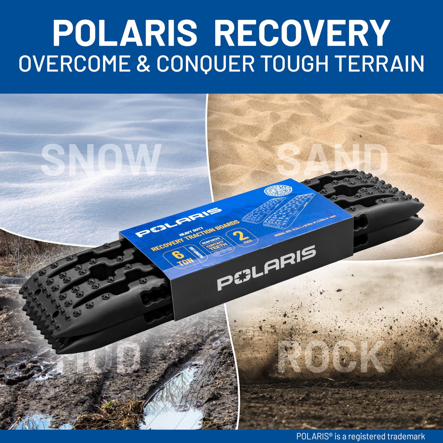 POLARIS Off-Road Recovery Traction Boards - 2 Pack Ultimate Tire Traction Mountable Mats for Sand, Mud & Snow, 6-Ton (13,000 lbs) Max Load, Reinforced Anti-Slip Teeth