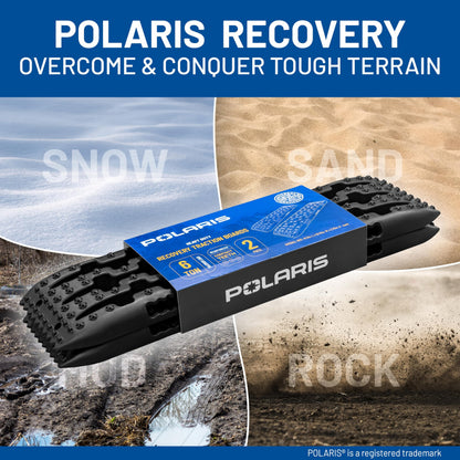 POLARIS Off-Road Recovery Traction Boards - 2 Pack Ultimate Tire Traction Mountable Mats for Sand, Mud & Snow, 6-Ton (13,000 lbs) Max Load, Reinforced Anti-Slip Teeth