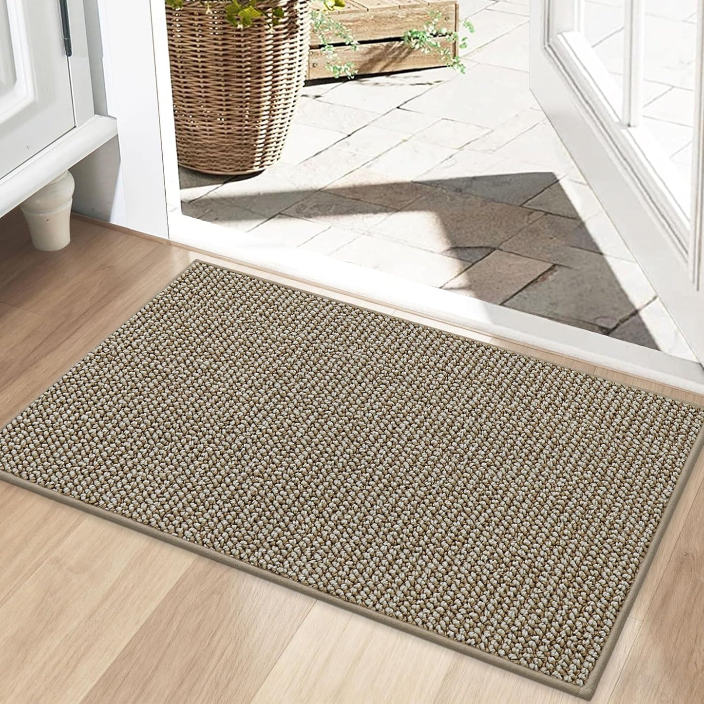 BEQHAUSE Dirt Trapper Door Mat - Non-Slip, Washable, Absorbent Entrance Mat | 20" x 32", Light Beige