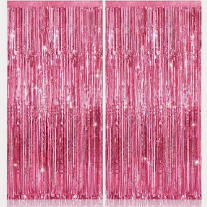 KatchOn, Pink Fringe Backdrop - Large, Pack of 2 | Pink Streamers for Birthday Decorations | Valentines Decor, Galentines Day Decorations, Baby Shower, Gender Reveal, Bachelorette Party Decoration